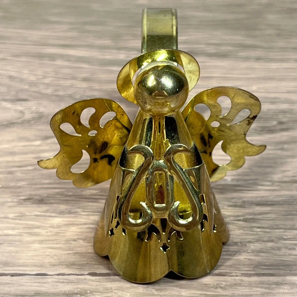 Brass Angel Napkin Rings Gold Christmas Holiday Decor Vintage Set of 3